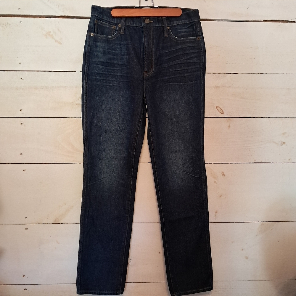 J Crew Women's 10” Vintage Straight Jeans in Dark Blue Wash Size 29 X 28" Inseam
